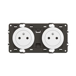 Lot de 10 Double prises de courant avec terre précâblée Céliane Surface Confort Blanc avec support CX0112