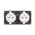 Lot de 10 Double prises de courant avec terre précâblée Céliane Surface Confort Blanc avec support CX0112