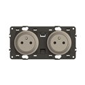 Lot de 10 Double prises de courant avec terre précâblée Céliane Surface Confort Titanium avec support CY0112