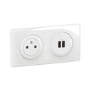 Prise 2P+T Surface Confort Céliane et double prise USB Type-A + Type-C précâblées avec plaque et boîte à encastrer Blanc CK0143