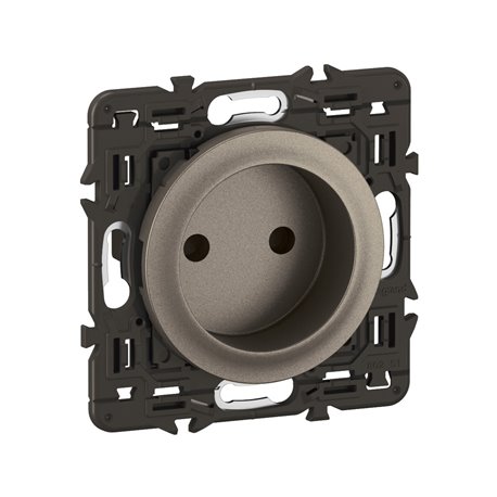 Prise de courant sans terre Céliane Titanium avec support CY0110 Prise de courant sans terre Céliane Titanium avec support CY0110
