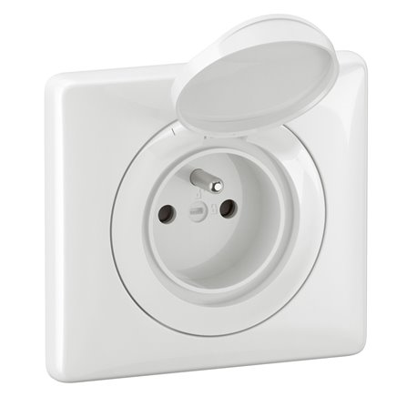 Lot de 20 Prises de courant avec terre étanche à volet Céliane Surface Confort avec plaque IP44 Blanc CG8111 Lot de 20 Prises de courant avec terre étanche à volet Céliane Surface Confort avec plaque IP44 Blanc CG8111