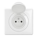 Lot de 20 Prises de courant avec terre étanche à volet Céliane Surface Confort avec plaque IP44 Blanc CG8111