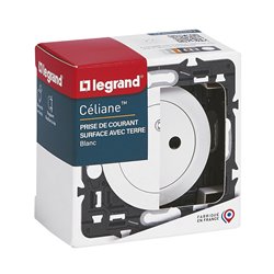 Lot de 40 Prises de courant avec terre Céliane Surface Confort Blanc avec support CX0111