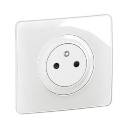 Lot de 12 Prises de courant avec terre Céliane Surface Confort avec plaque Blanc CG0111
