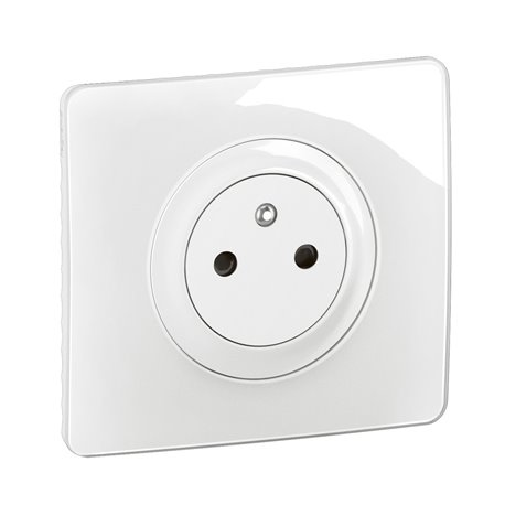 Lot de 12 Prises de courant avec terre Céliane Surface Confort avec plaque Blanc CG0111