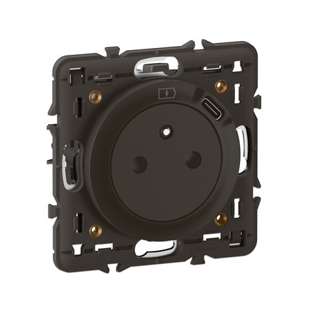 Lot de 20 Prises de courant 2P+T Surface Confort avec prise USB Type-C intégrée Céliane Noir avec support CZ0140 Lot de 20 Prises de courant 2P+T Surface Confort avec prise USB Type-C intégrée Céliane Noir avec support CZ0140