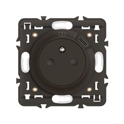 Lot de 20 Prises de courant 2P+T Surface Confort avec prise USB Type-C intégrée Céliane Noir avec support CZ0140