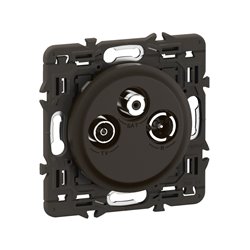 Lot de 5 Prises TV R-SAT compatibles DAB+ Céliane Noir avec support CZ0388