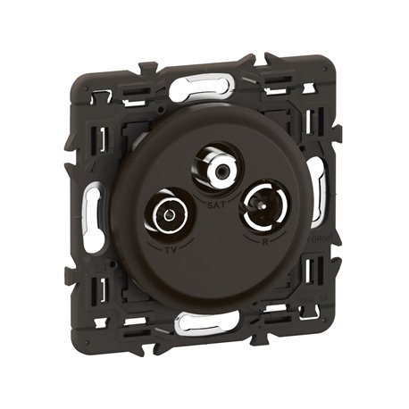 Lot de 5 Prises TV R-SAT compatibles DAB+ Céliane Noir avec support CZ0388