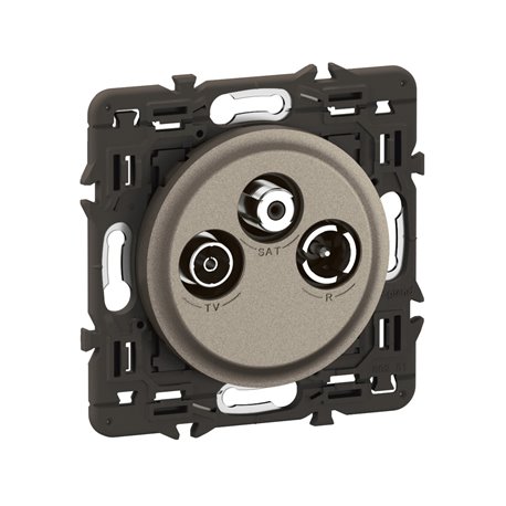 Lot de 5 Prises TV R-SAT compatibles DAB+ Céliane Titanium avec support CY0388 Lot de 5 Prises TV R-SAT compatibles DAB+ Céliane Titanium avec support CY0388