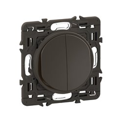 Lot de 20 Double interrupteurs ou va-et-vient 10A Céliane Noir avec support CZ2001