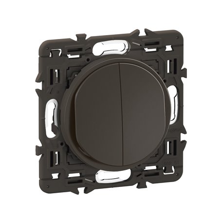 Lot de 20 Double interrupteurs ou va-et-vient 10A Céliane Noir avec support CZ2001