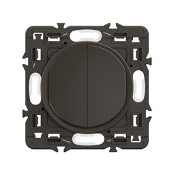 Lot de 20 Double interrupteurs ou va-et-vient 10A Céliane Noir avec support CZ2001