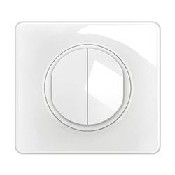 Lot de 12 Double interrupteurs ou va-et-vient 10A avec plaque Céliane Blanc CG2001