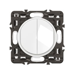 Lot de 20 Double interrupteurs ou va-et-vient lumineux 10A Céliane Blanc avec support CX3001