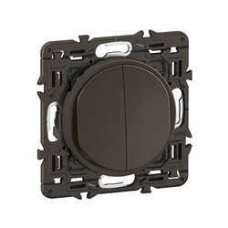 Lot de 5 Double interrupteurs ou va-et-vient lumineux 10A Céliane Noir avec support CZ3001