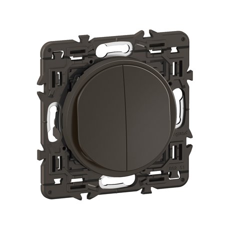 Lot de 5 Double interrupteurs ou va-et-vient lumineux 10A Céliane Noir avec support CZ3001