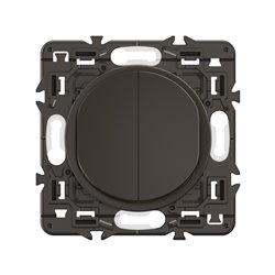 Lot de 5 Double interrupteurs ou va-et-vient lumineux 10A Céliane Noir avec support CZ3001