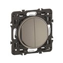 Lot de 5 Double interrupteurs ou va-et-vient lumineux 10A Céliane Titanium avec support CY3001