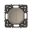 Lot de 5 Double interrupteurs ou va-et-vient lumineux 10A Céliane Titanium avec support CY3001