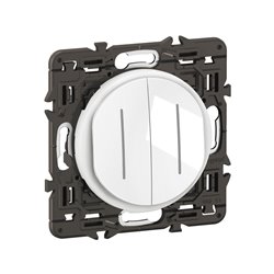 Lot de 5 Double interrupteurs ou va-et-vient témoin 10A Céliane Blanc avec support CX4001