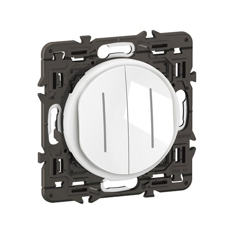 Lot de 5 Double interrupteurs ou va-et-vient témoin 10A Céliane Blanc avec support CX4001 Lot de 5 Double interrupteurs ou va-et-vient témoin 10A Céliane Blanc avec support CX4001
