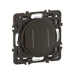 Lot de 5 Double interrupteurs ou va-et-vient témoin 10A Céliane Noir avec support CZ4001