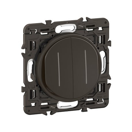 Lot de 5 Double interrupteurs ou va-et-vient témoin 10A Céliane Noir avec support CZ4001