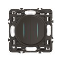 Lot de 5 Double interrupteurs ou va-et-vient témoin 10A Céliane Noir avec support CZ4001