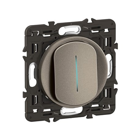 Lot de 20 Interrupteurs ou va-et-vient témoin 10A Céliane Titanium avec support CY7001