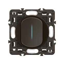 Lot de 5 Interrupteurs ou va-et-vient témoin 10A Céliane Noir avec support CZ7001