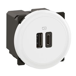 Lot de 12 Chargeurs double USB Céliane 15W Type-A + Type-C sans plaque Blanc CF0153