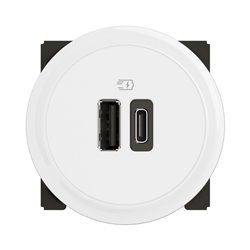 Lot de 12 Chargeurs double USB Céliane 15W Type-A + Type-C sans plaque Blanc CF0153