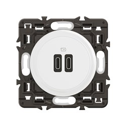 Lot de 5 Chargeurs double USB Céliane 20W Power Delivery Type-C + Type-C Blanc avec support CX0154