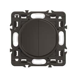 Lot de 20 Double poussoirs 6A Céliane Noir avec support CZ2031