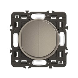 Lot de 20 Double poussoirs 6A Céliane Titanium avec support CY2031