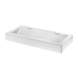 Lavabo collectif suspendu Mineralcast 454120 sans trou de robinetterie