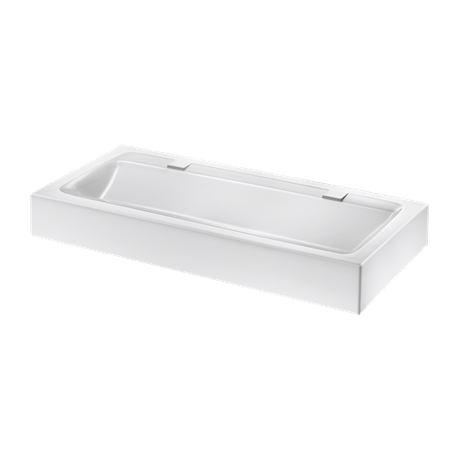 Lavabo collectif suspendu Mineralcast 454120 sans trou de robinetterie
