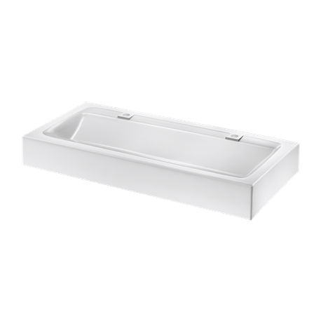 Lavabo collectif suspendu Mineralcast 454122 avec trou de robinetterie