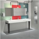 Lavabo collectif suspendu Mineralcast 454122 avec trou de robinetterie