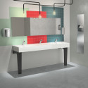 Lavabo collectif suspendu Mineralcast 454182 avec trou de robinetterie