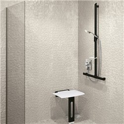 Siège de douche PMR 511930BK Blanc et noir mat Large