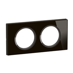 Plaque de finition Céliane 2 postes Verre Onyx Noir CP1902