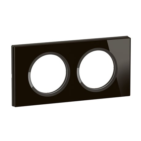 Plaque de finition Céliane 2 postes Verre Onyx Noir CP1902 Plaque de finition Céliane 2 postes Verre Onyx Noir CP1902