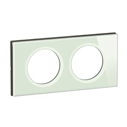 Plaque de finition Céliane 2 postes Verre Opale Blanc CP2002
