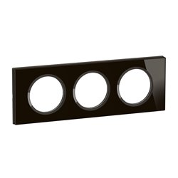 Plaque de finition Céliane 3 postes Verre Onyx Noir CP1903