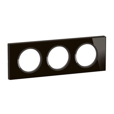 Plaque de finition Céliane 3 postes Verre Onyx Noir CP1903