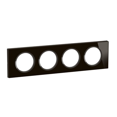 Plaque de finition Céliane 4 postes Verre Onyx Noir CP1904