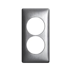 Plaque de finition Céliane Métal 2 postes pour rénovation entraxe 57mm finition Aluminium 068928